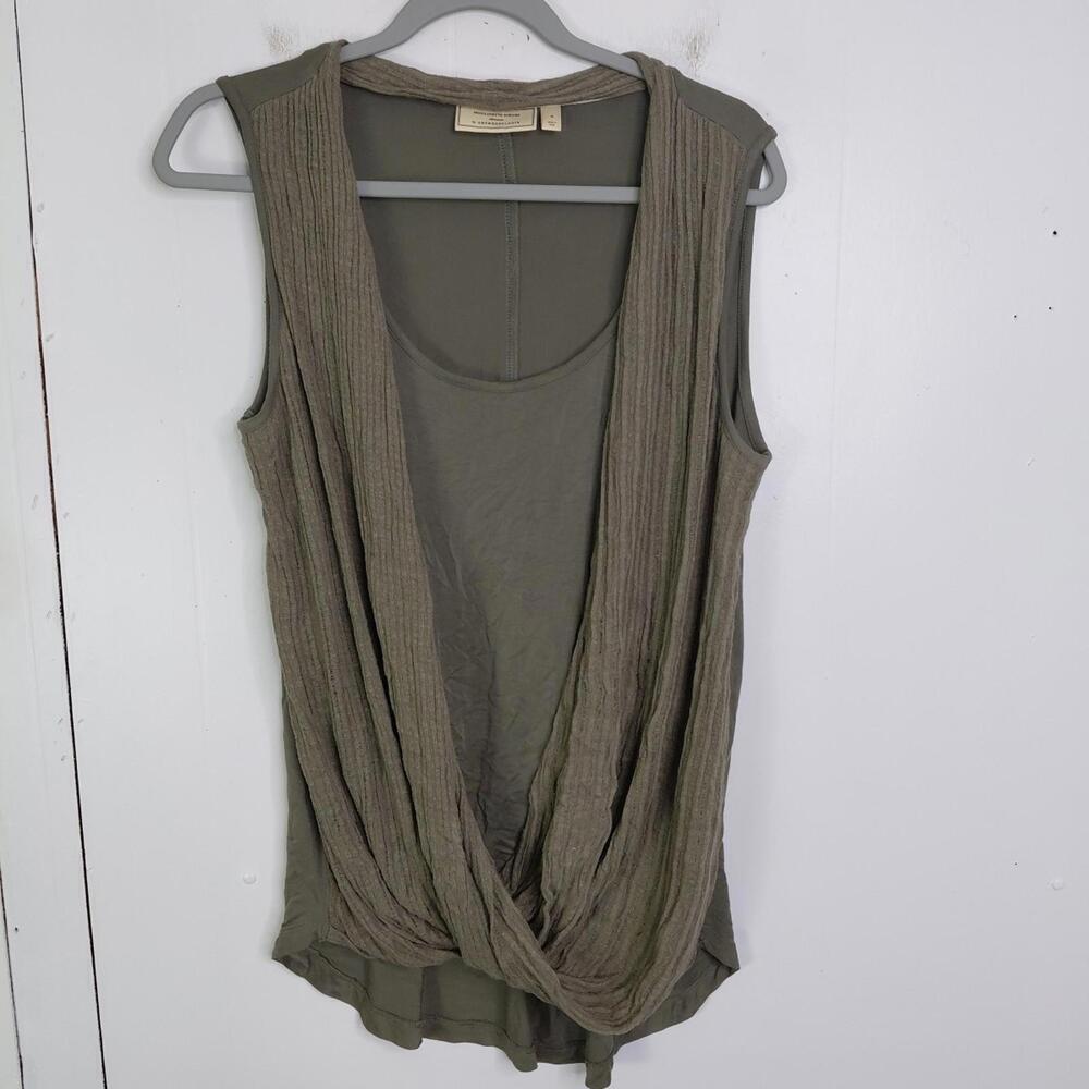 Moulinette Soeurs Anthropologie Top Womens Medium Wrap Blouse Sleeveless Olive